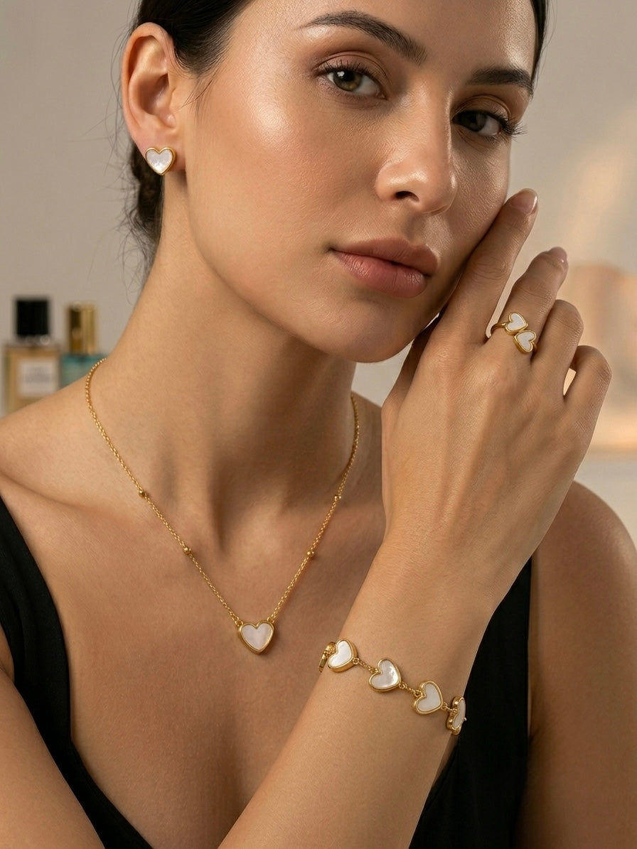 Casual heart shape jewellery set