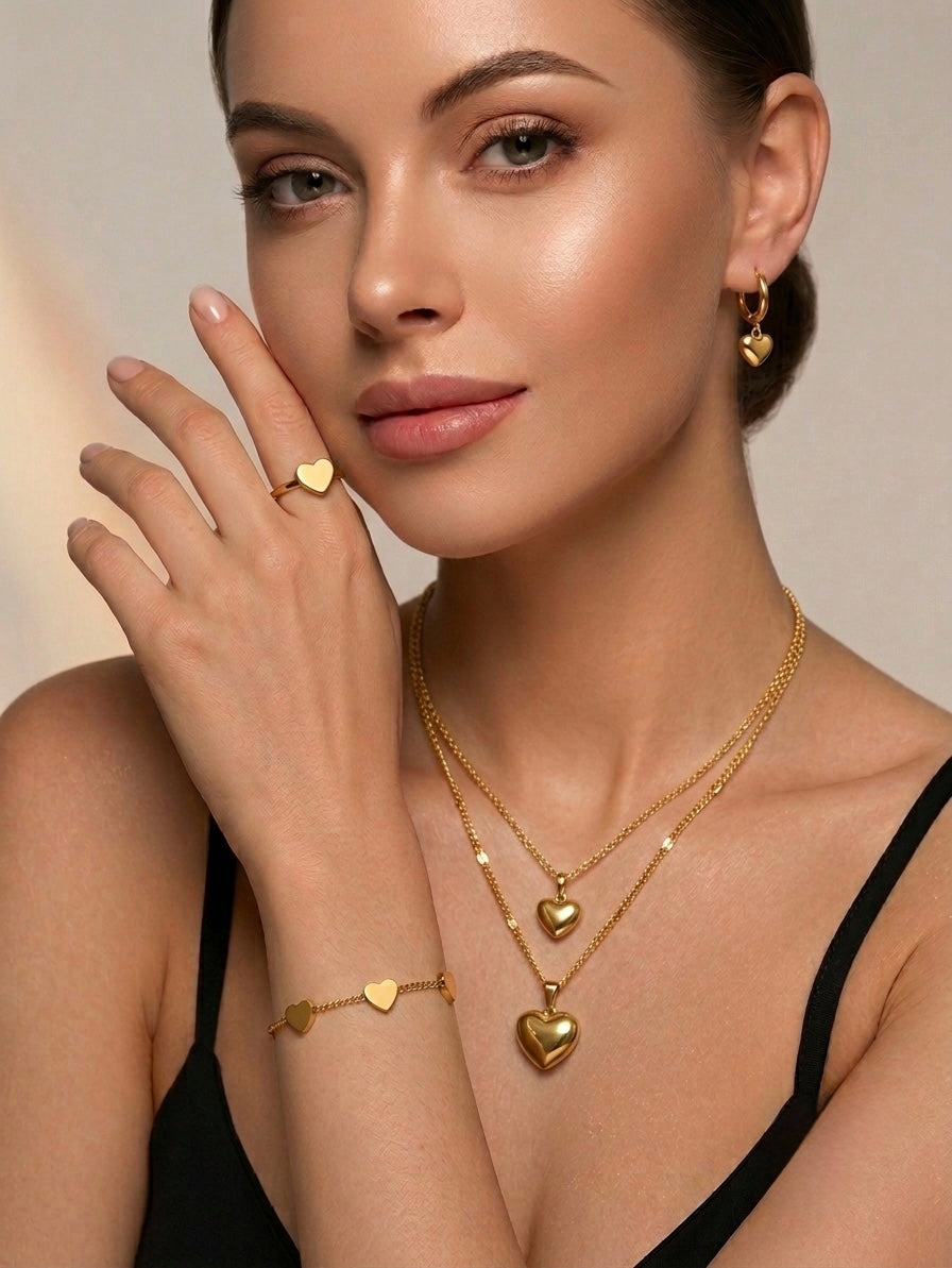 Heart shape asthetic elegant stainless steal set