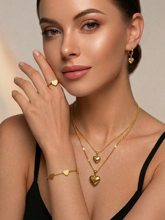 Heart shape asthetic elegant stainless steal set