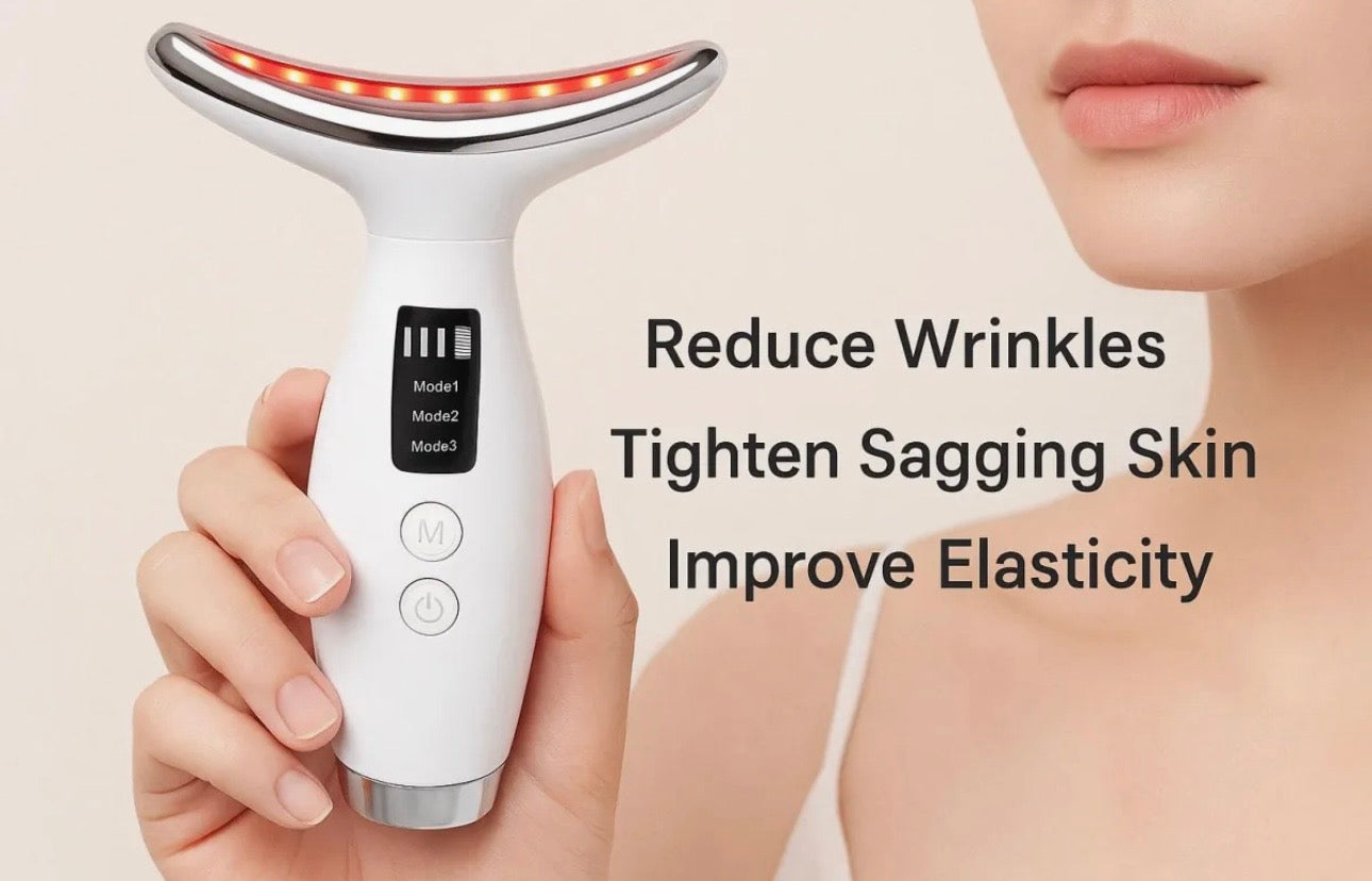 Portable Facial And Neck Massager with USB Charging, Featuring 7 Modes - a Heated Vibrating Massage Device for Women'S Skincare And Beauty.