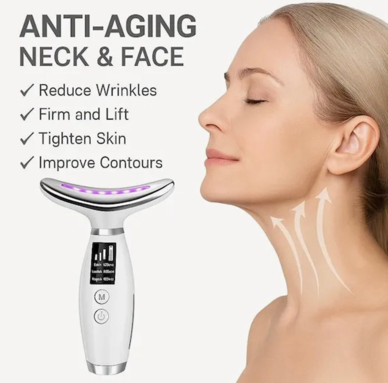 Portable Facial And Neck Massager with USB Charging, Featuring 7 Modes - a Heated Vibrating Massage Device for Women'S Skincare And Beauty.